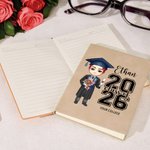 Personalizada Clase de Graduación Cartoon Character A5 Cuaderno de cuero con el nombre y el año Graduación Cumpleaños Regalo para la Familia Amigos