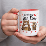 Personalisierte Papa & Baby Bär Design 11 oz 15 oz Keramik Becher mit Namen und Untersetzer Vatertag Geburtstag Geschenk für Papa Papa