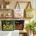 Personalisierte Geburt Blume große Kapazität Cord Tote Tasche mit Namen täglichen Gebrauch Geburtstag Muttertag Geschenk für Mama Frau Besties