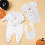Babero personalizado con lazo fantasma para bebé niña Body para bebé con nombre Primer regalo de Halloween para padres primerizos