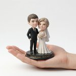 Personalized Cartoon Wedding Couple Photo Figurine Ornament with Text Desk Decor Wedding Gift for Couple