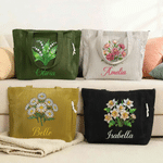 Personalizado Nacimiento Flor Gran Capacidad Bolsa de pana con nombre Uso diario Desplazamientos Cumpleaños Regalo para mujer Trabajador de oficina