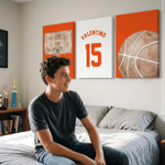 Personalized Multicolor Ball Sports 3-Piece Canvas Prints with Name and Number Bedroom Decor Ship from USA Birthday Gift for Teenager