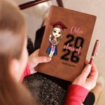 Personalizada Clase de Graduación Cartoon Character A5 Cuaderno de cuero con el nombre y el año Graduación Cumpleaños Regalo para la Familia Amigos