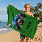 Spersonalizowany kolorowy ręcznik plażowy Cool Truck Soft Quick Dry z imieniem Letnie wakacje Urodzinowy prezent na plażę dla chłopców Dzieci Nastolatki Miłośnicy ciężarówek