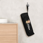 Personalised Cute Highland Cow Birth Flower Hair Tools Travel Bag with Name Travel Birthday Gift for Women Girls