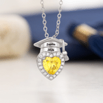 Personalized Graduation Cap Heart Birthstone Necklace with Name and Year Graduation Ceremony Party Gift for Graduates