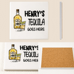 Personalized Retro Beverage Design Square Round Ceramic Coaster with Name Home Decor Birthday Coffee Bar Gift for Family Friend