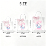 Personalizzato fantasia Unicorno iniziale Borsa regalo trasparente con fiocco nastro nome e testo uso quotidiano festa di compleanno regalo per bambino ragazza figlia