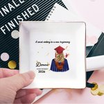Personalised Graduate Back View Graduation Ribbon Jewellery Dish with Name and Year Graduation Birthday Gift for Graduates Classmates