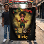 Personalizzato carino cartone animato Juneteenth africano bambini morbido lancio coperta con nome nero giorno dell'indipendenza regalo per ragazzo ragazza