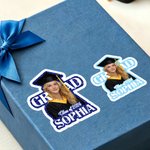 Personalised Colourful Sequins Graduate Photo Stickers with Name and Year Graduation Gift for Graduate