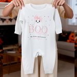 Babero personalizado con lazo fantasma para bebé niña Body para bebé con nombre Primer regalo de Halloween para padres primerizos