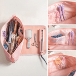 Personalised Cute Highland Cow Birth Flower Hair Tools Travel Bag with Name Travel Birthday Gift for Women Girls