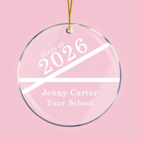 Ornamento colgante acrílico redondo personalizado de la clase de la línea simple de 2026 con la escuela del nombre y la fecha de la clase de la graduación Suministros del partido Regalo para los gradu