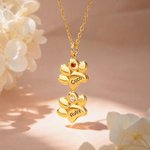 Personalized 1-12 Paw Print Birthstone Necklace Exquisite Jewellery with Engraved Names Anniversary Birthday Gift for Pet Owner Lover