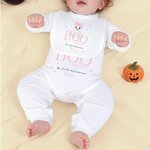 Babero personalizado con lazo fantasma para bebé niña Body para bebé con nombre Primer regalo de Halloween para padres primerizos