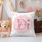 Personalizado Nacimiento Flor Bailarina Suave Funda de Almohada con Nombre e Inicial Guardería Dormitorio Decoración Cumpleaños Regalo para Niños Niñas