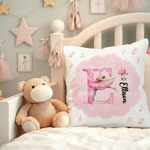Personalizado Nacimiento Flor Bailarina Suave Funda de Almohada con Nombre e Inicial Guardería Dormitorio Decoración Cumpleaños Regalo para Niños Niñas