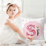 Personalizado Nacimiento Flor Bailarina Suave Funda de Almohada con Nombre e Inicial Guardería Dormitorio Decoración Cumpleaños Regalo para Niños Niñas