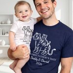 Henkilökohtainen Line Art Animal Ensimmäinen Isänpäivä 100% puuvillaa T-paita Baby Bodysuit nimi ja vuosi Syntymäpäivä Isänpäivä lahja Baby Isä