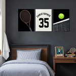 Personalized Multicolor Ball Sports 3-Piece Canvas Prints with Name and Number Bedroom Decor Ship from USA Birthday Gift for Teenager