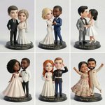 Personalized Cartoon Wedding Couple Photo Figurine Ornament with Text Desk Decor Wedding Gift for Couple