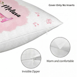 Personalizado Nacimiento Flor Bailarina Suave Funda de Almohada con Nombre e Inicial Guardería Dormitorio Decoración Cumpleaños Regalo para Niños Niñas