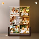 Veilleuse LED en acrylique personnalisée avec 6 photos et texte  - Cadeau d'anniversaire pour la famille et les amis