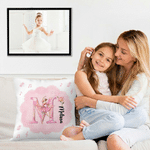 Personalizado Nacimiento Flor Bailarina Suave Funda de Almohada con Nombre e Inicial Guardería Dormitorio Decoración Cumpleaños Regalo para Niños Niñas