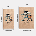 Personalised Graduation Highland Cow A5 A6 PU Leather Notebook Cover with Name and Initial Graduation Gift for Students Graduates
