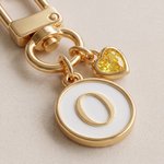 Personalized Minimalist Heart Birthstone Bag Charm Keychain with Initial Daily Use Birthday Anniversary Gift for Women Girls