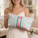 Personalised Chinoiserie Monogram Mahjong Tile Pouch Large Capacity Makeup Bag with Initials Travel Birthday Anniversary Gift for Mahjong Lovers