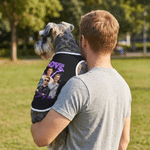 Personalized Photo Lightning Bolt Soft Cotton Dog Vest with Title Father's Day Birthday Gift for Men Pet Owners