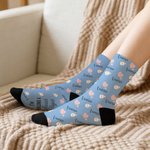 Personalisierte Multicolor Bär Herz Babyflasche weiche Mid-Calf Socken mit Namen und Text täglich tragen Schwangerschaft Muttertag Geschenk für neue Mutter Frau Freund