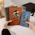 Personalised Graduation Highland Cow A5 A6 PU Leather Notebook Cover with Name and Initial Graduation Gift for Students Graduates