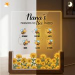 Personalisierte 1-6 Bienen Blumen Acryl LED Nachtlicht mit Namen und hölzerne Basis Geburtstag Jahrestag Geschenk für Frauen