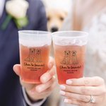 Personalisierte Linie Kunst Stil Haustier Foto Einweg-Plastikbecher mit Namen Satz von 10 täglichen Gebrauch Hochzeit Party Geschenk für Gäste Newlyweds