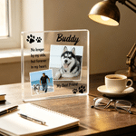 Placa acrílica cuadrada personalizada con 2 fotos en collage y nombre Decoración para el hogar Regalo conmemorativo para la madre del dueño de la mascota