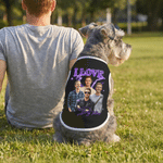 Personalized Photo Lightning Bolt Soft Cotton Dog Vest with Title Father's Day Birthday Gift for Men Pet Owners