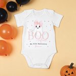 Babero personalizado con lazo fantasma para bebé niña Body para bebé con nombre Primer regalo de Halloween para padres primerizos