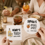 Personalized Retro Beverage Design Square Round Ceramic Coaster with Name Home Decor Birthday Coffee Bar Gift for Family Friend