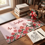 Personalized Birth Flower Non-Slip Large Size Mouse Pad Desk Mat with Name Game Room Daily Use Birthday Gift for Friend