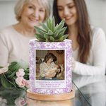 Personlig vintage blomsterfoto keramisk plantepotte med tekst og bambusbrett Daglig bruk Bursdagsgave til mor bestemor