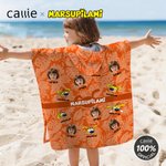 Personalized 1-6 Funny Marsupilami Face Photo Soft Quick Dry Hooded Beach Towel with Name Beach Holiday Gift for Kids | Callie × Marsupilami®