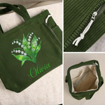 Personalizado Nacimiento Flor Gran Capacidad Bolsa de pana con nombre Uso diario Desplazamientos Cumpleaños Regalo para mujer Trabajador de oficina