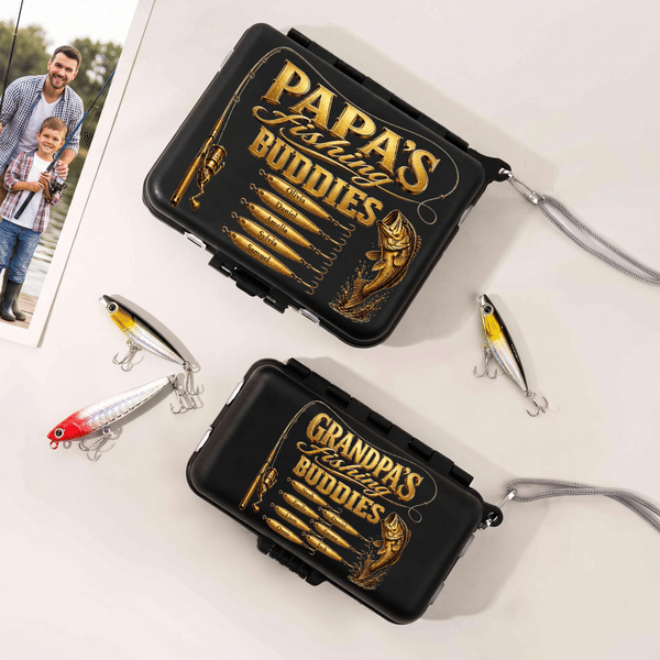 Personalised Fishing Theme Metal Fishing Lure and Tool Box Set with Name Daily Fishing Father's Day Gift for Father Fishing Lovers
