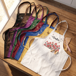 Personalized Birth Flower Apron with Name and Pocket Birthday Mother's Day Gift for Mother Grandma