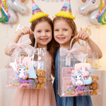 Personalizzato fantasia Unicorno iniziale Borsa regalo trasparente con fiocco nastro nome e testo uso quotidiano festa di compleanno regalo per bambino ragazza figlia
