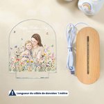 Veilleuse en acrylique personnalisée avec photo peinte à la main et titre - Cadeau de la fête des Mères pour jeune maman